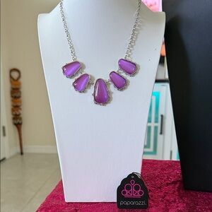 Paparazzi Silver Chain Necklace with Purple Accents